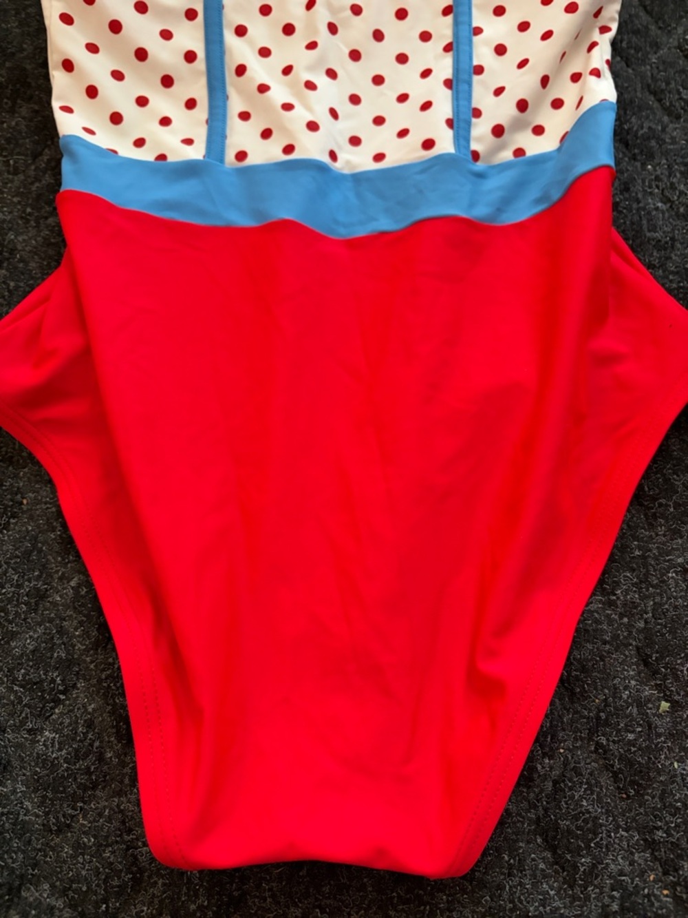 Unique Vintage Red, White & Blue Polka Dot One-Piece Swimsuit Underwire/Padded M - Picture 7 of 10